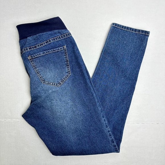 Hybrid & Company | Medium Wash Distressed Fade Maternity Jeans | Size M - Picture 2 of 8